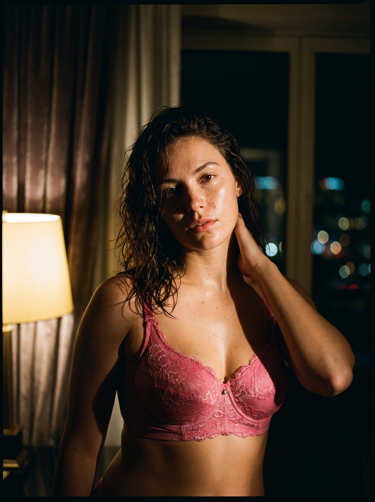 Model wearing a blush bra from the AZADEH Afterglow edit