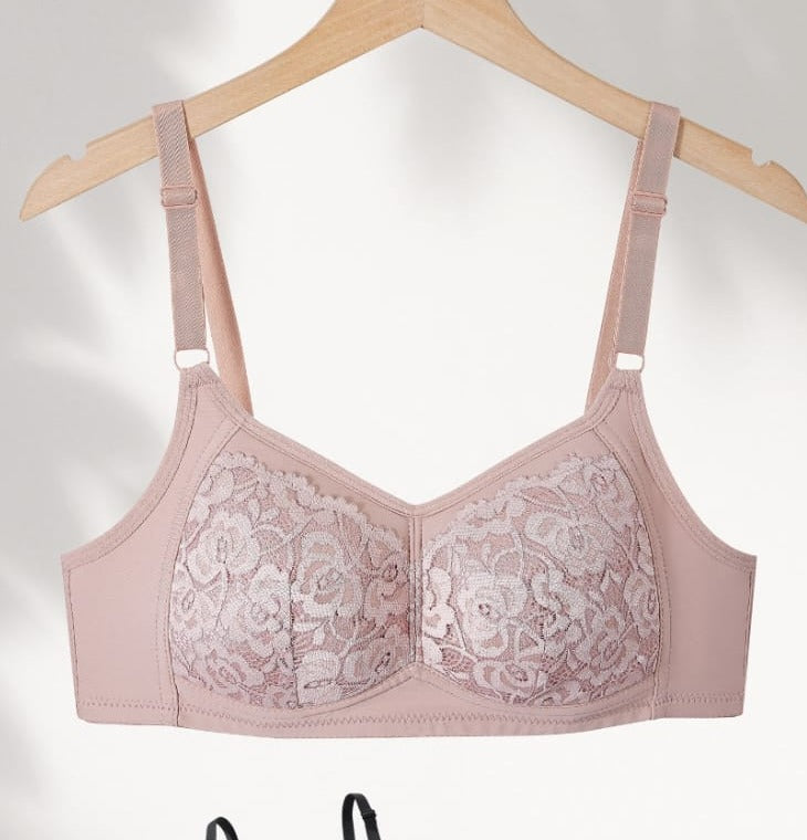 Dusty Rose Panel Non-Wired Bra alternate modeled view