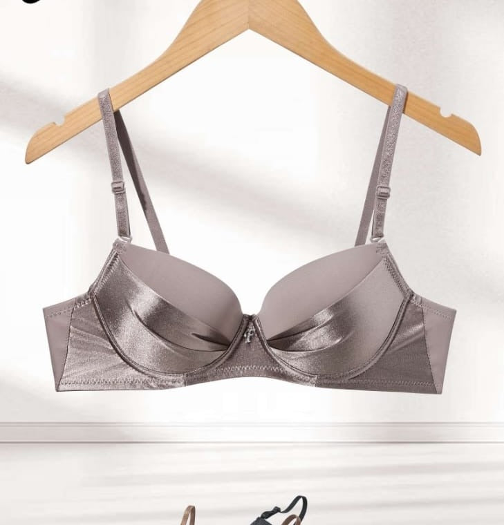 Taupe Satin T-Shirt Bra alternate modeled view