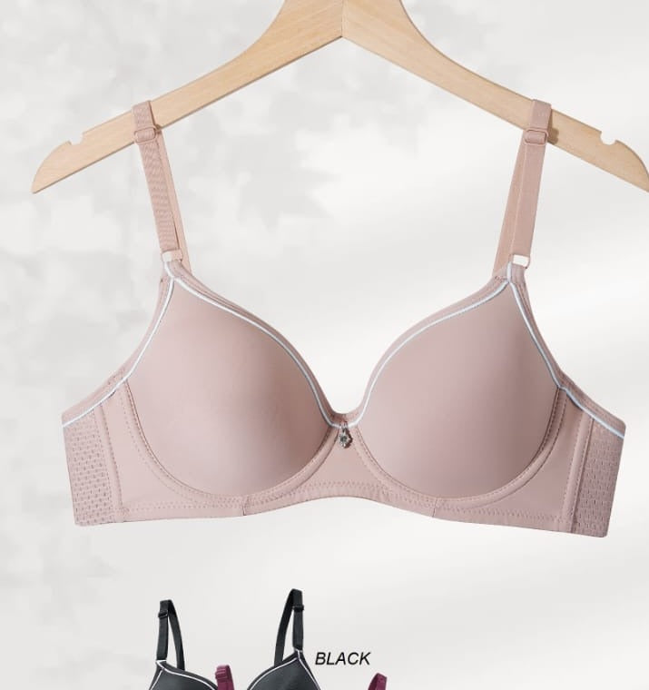 Mauve Contour Bra shown flat, front view