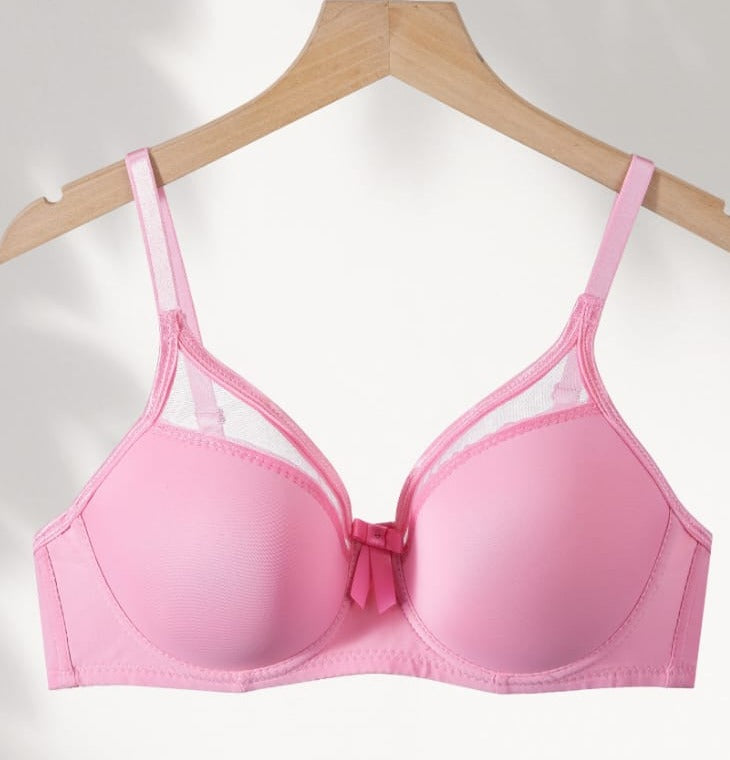 Pink T-Shirt Bra shown flat, front view