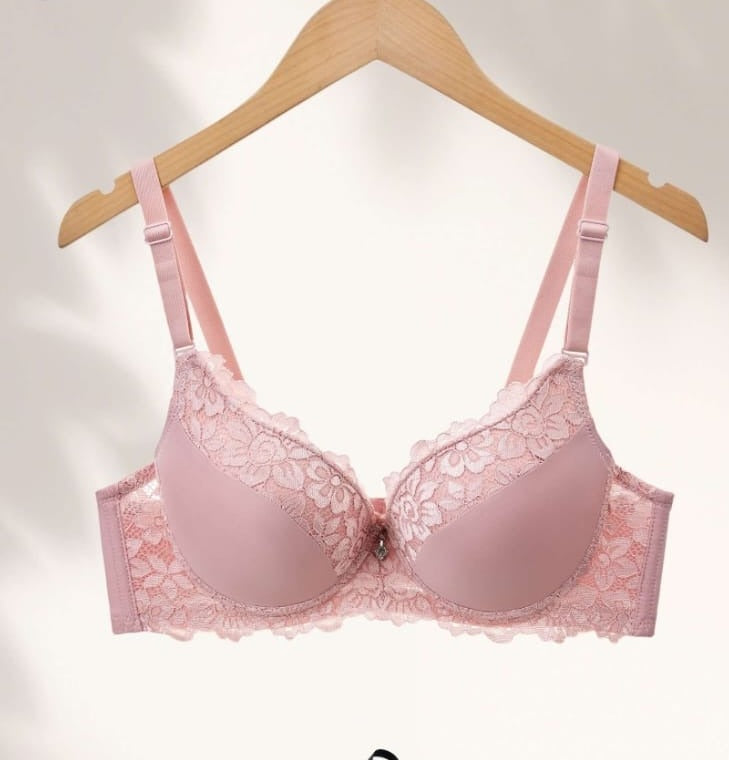 Blush Trim Lace Bra alternate modeled view