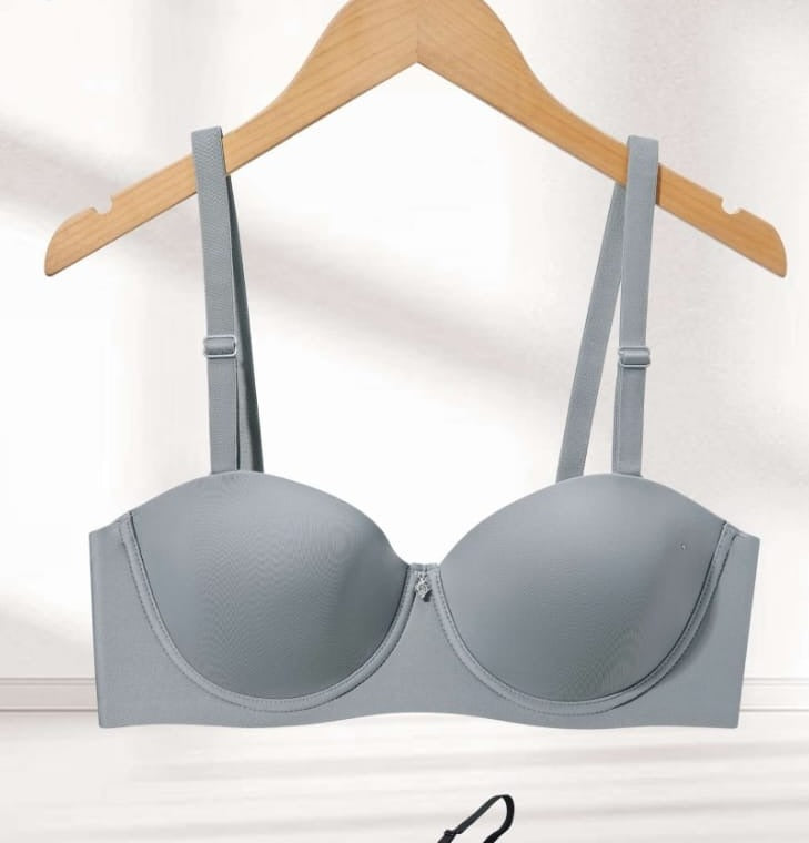 Slate Grey Half-Cup Bra shown flat, front view