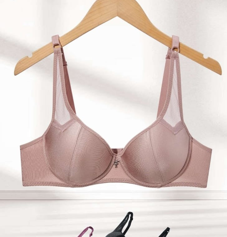 Dusty Rose Mesh Wired Bra alternate modeled view