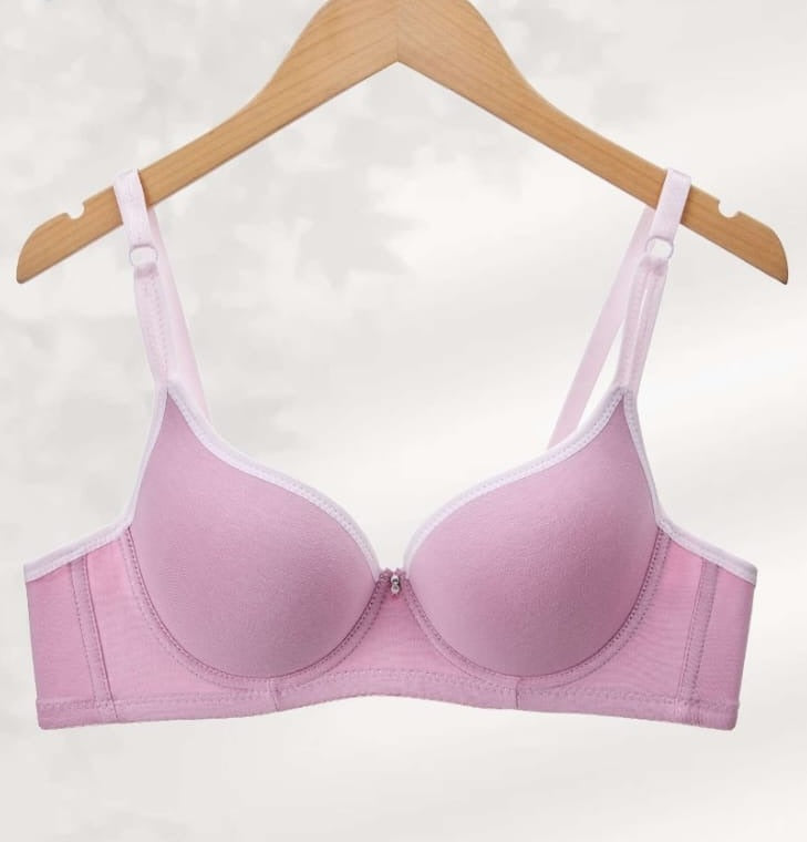 Pale Lilac Mesh Wired Bra alternate modeled view