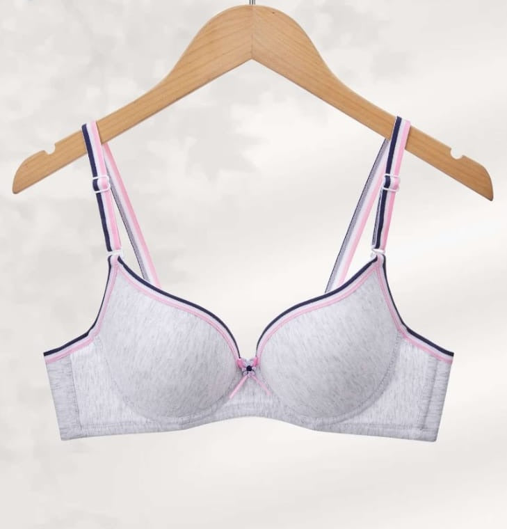 Grey Marl Sport Non-Wired Bra shown flat, front view