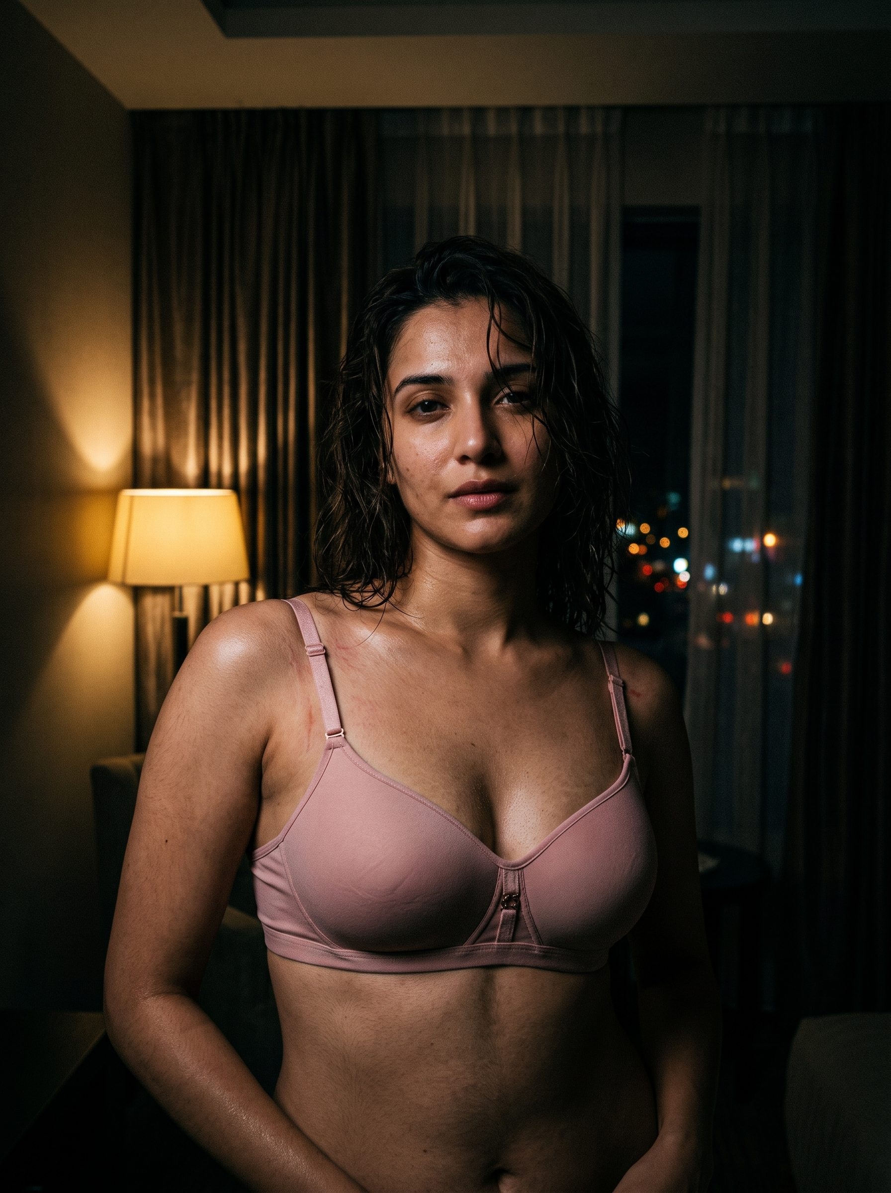 Model wearing the Rose Non-Wired Bra by AZADEH