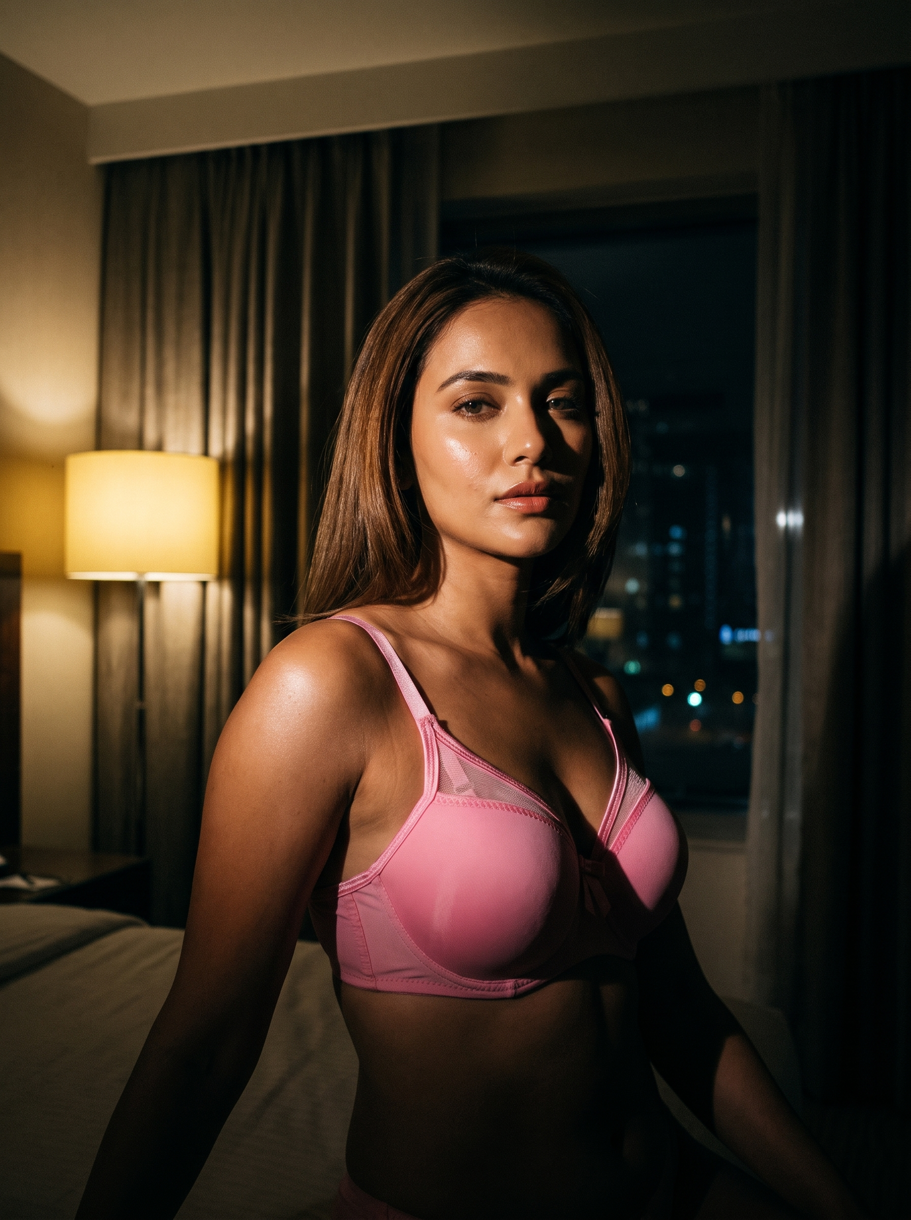 Model wearing the Pink T-Shirt Bra by AZADEH