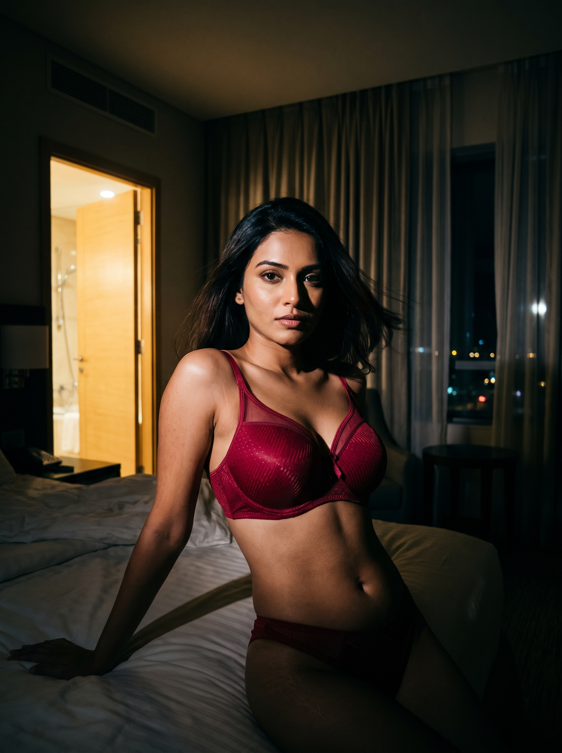 Model wearing the Crimson Push-Up Bra by AZADEH