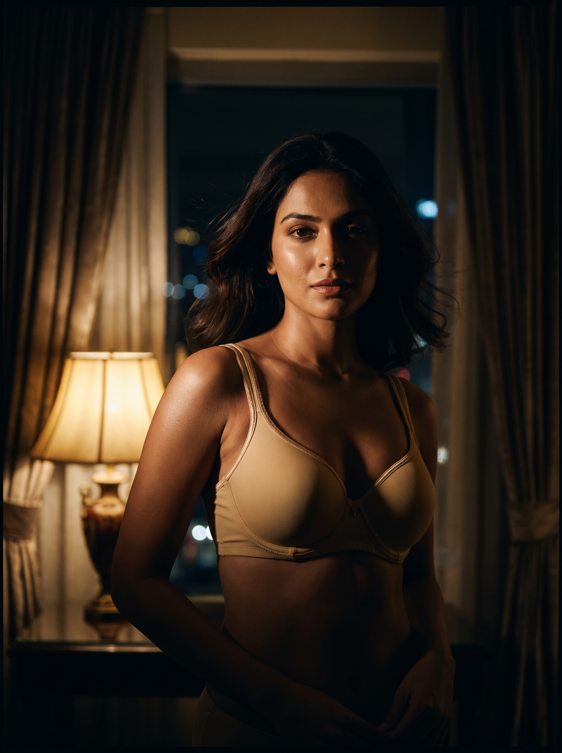 Model wearing the Nude T-Shirt Bra by AZADEH
